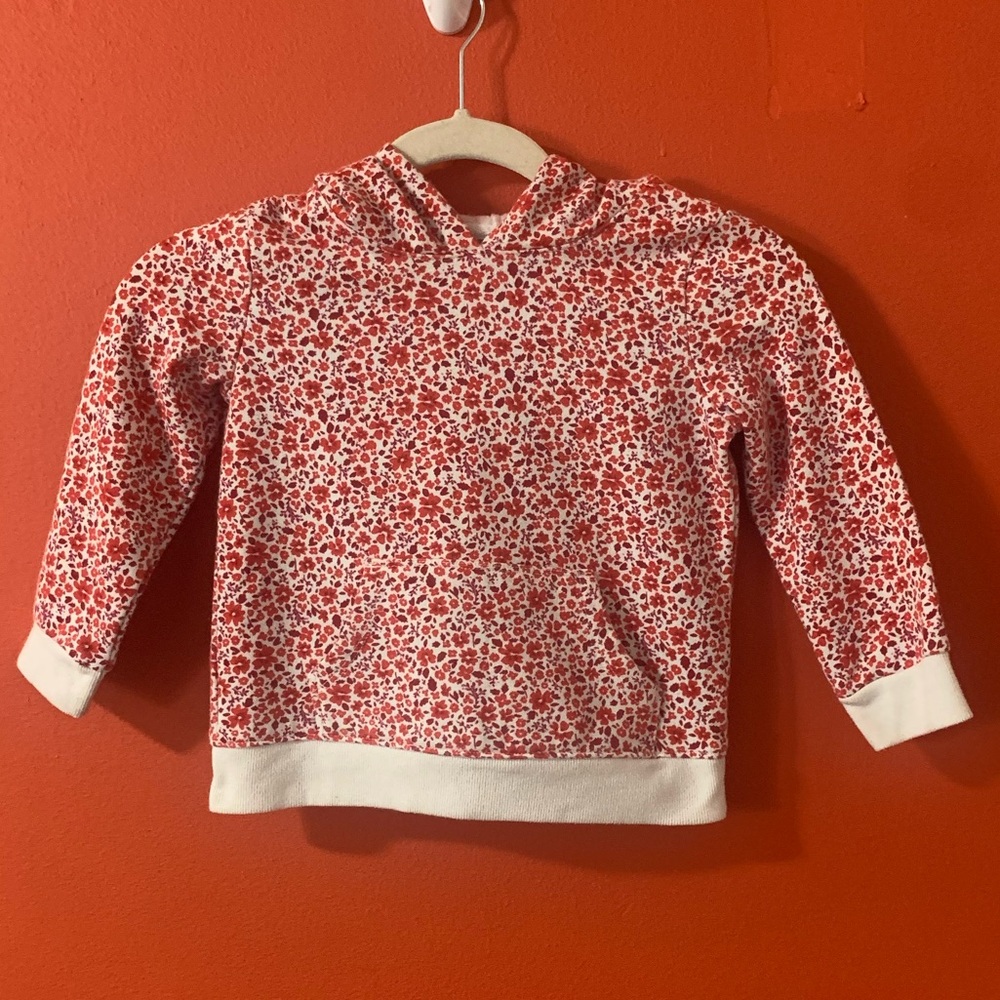 Cat & Jack Red and White Floral Kids Hoodie Girls XS (4/5)